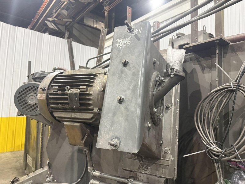36" x 48" x 8 WHEEL PANGBORN ROTOBLAST PASS THROUGH HANGING CONVEYOR SHOT BLAST MACHINE: YOBRO #24717