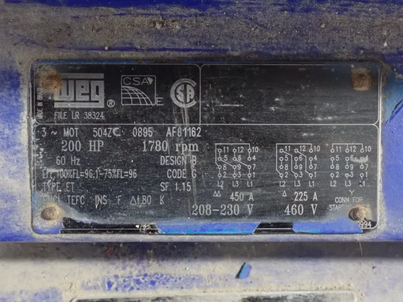 WEG 200 HP MOTOR