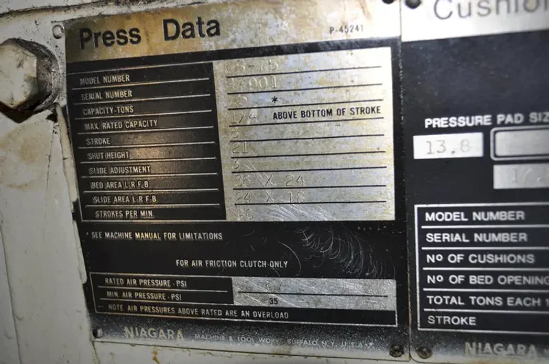 NIAGARA 75 TON OBI PRESS, S/N 47901, STOCK# 14200J