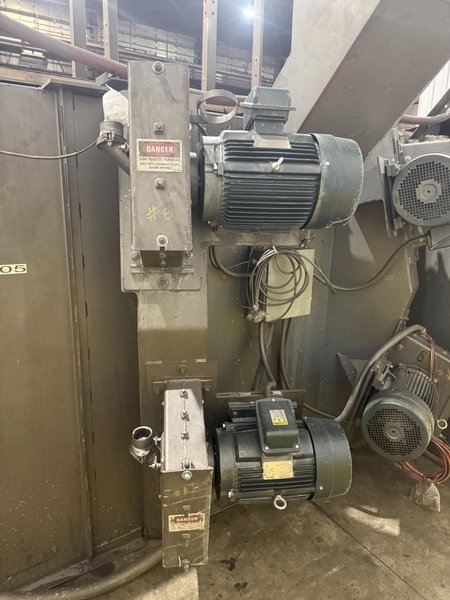 36" x 48" x 8 WHEEL PANGBORN ROTOBLAST PASS THROUGH HANGING CONVEYOR SHOT BLAST MACHINE: YOBRO #24717