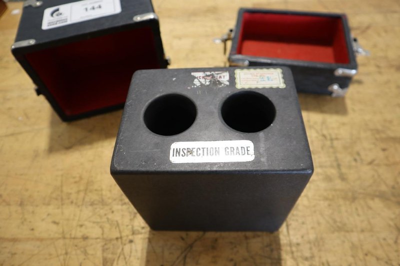 Micro-Flat Precision Granite Block 6" x 4.5" x 6" High with (2) 2.75" Diameter Holes, Protective Case- Auction Item