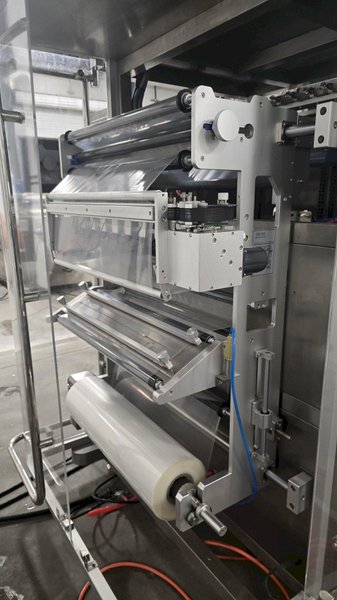 Samfull SF-720-8 8 Lane Liquid Stick Pack Machine with Counter, Cartoner, 1000L Homogenizing Mixer and Transfer Pump, 2024 – Complete Liquid Stick Pack Processing and Packaging Line