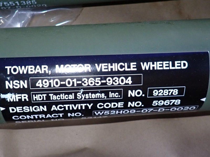 HDT TACTICAL SYSTEMS INC TOW BAR  -  4910-01-365-9304