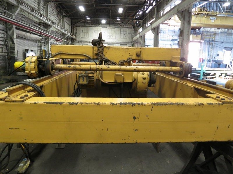 15 TON X 25' SPAN P&amp;H DOUBLE GIRDER OVERHEAD BRIDGE CRANE. STOCK # 0315322