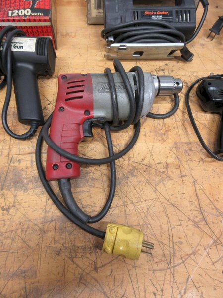Corded Power Tools, Milwaukee Drill, 7-1/4" Skilsaw, Black &amp; Decker Jigsaw, Weller Soldering Iron, Ace Heat Gun- Auction Item