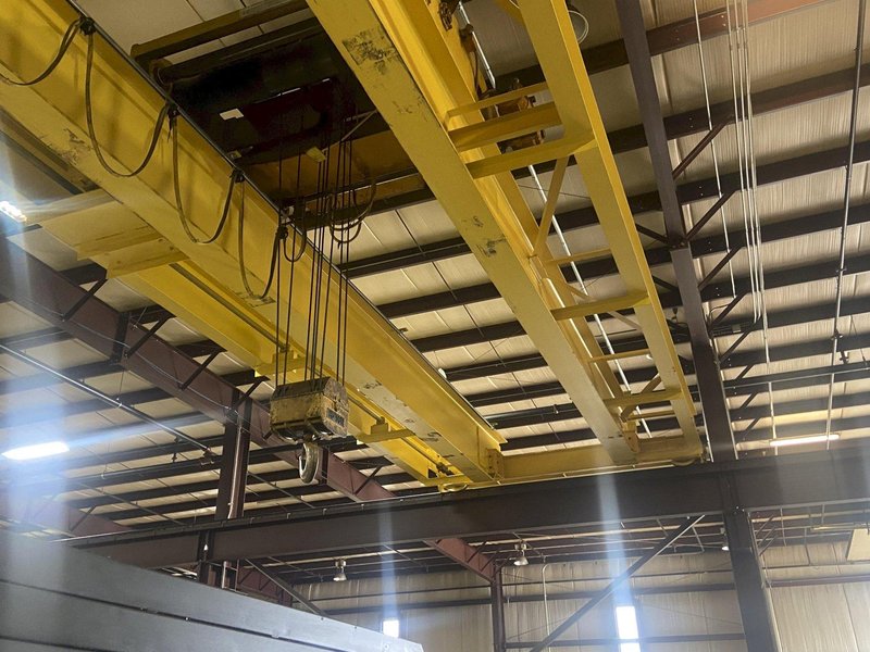 15 TON X 45' ROBBINS &amp; MYERS DOUBLE GIRDER OVERHEAD BRIDGE CRANE, NO HOIST: STOCK #19443