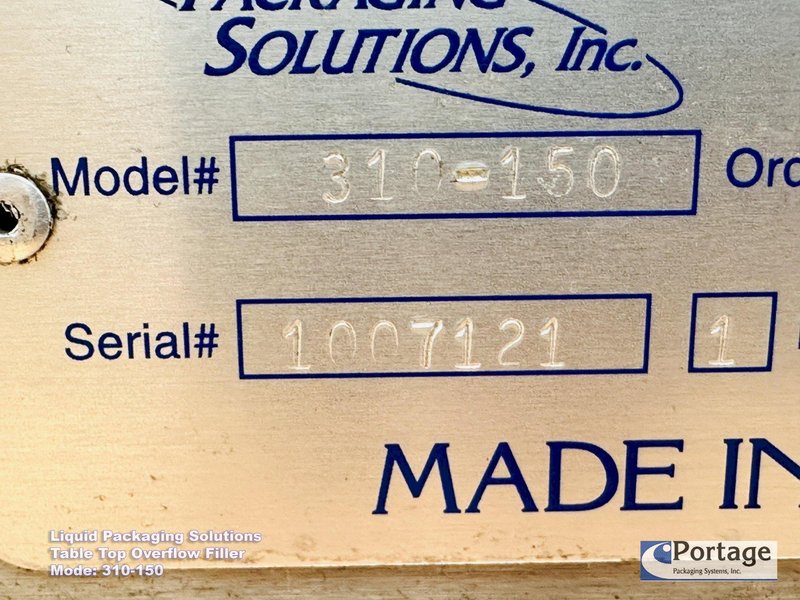 Liquid Packaging Solutions Model: 310-150  ||  Semi-Automatic Table Top Overflow Filler