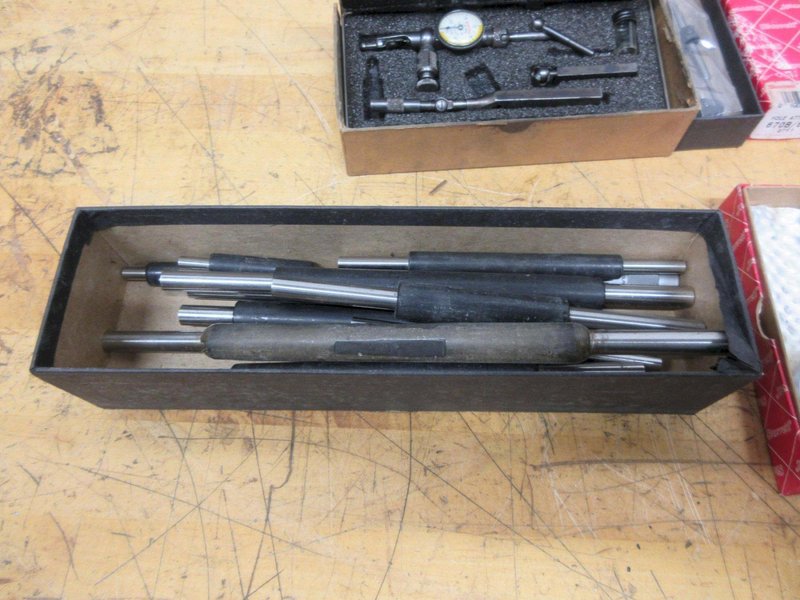 Starrett Tools, 0-1" Pad Micrometer, 0-1" Tube Mic, 0-1" Depth Mic, Last Word .005 Indicator, 8-24" Inside Mic, Mic Standards, Antique Bore Guage- Auction Item