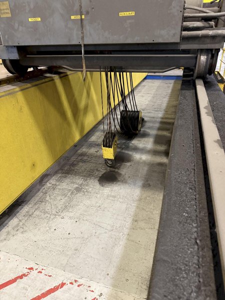 30/5 TON X 60' SPAN SHAW BOX OVERHEAD BRIDGE CRANE. STOCK # 1006625