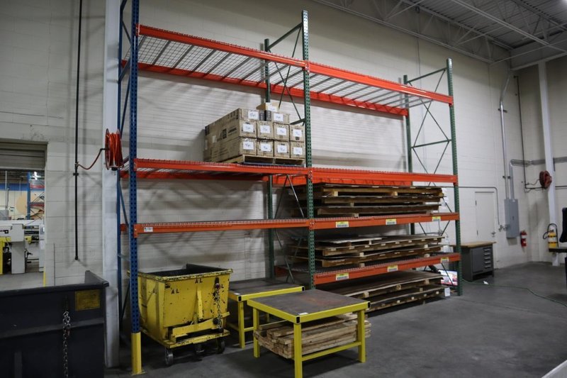 Pallet Racking (2) 16' H x 48" Uprights, Tear-Drop Style, (3) 8' Shelves, (4) 12' Shelves,  Wire Decking - NO CONTENTS- Auction Item