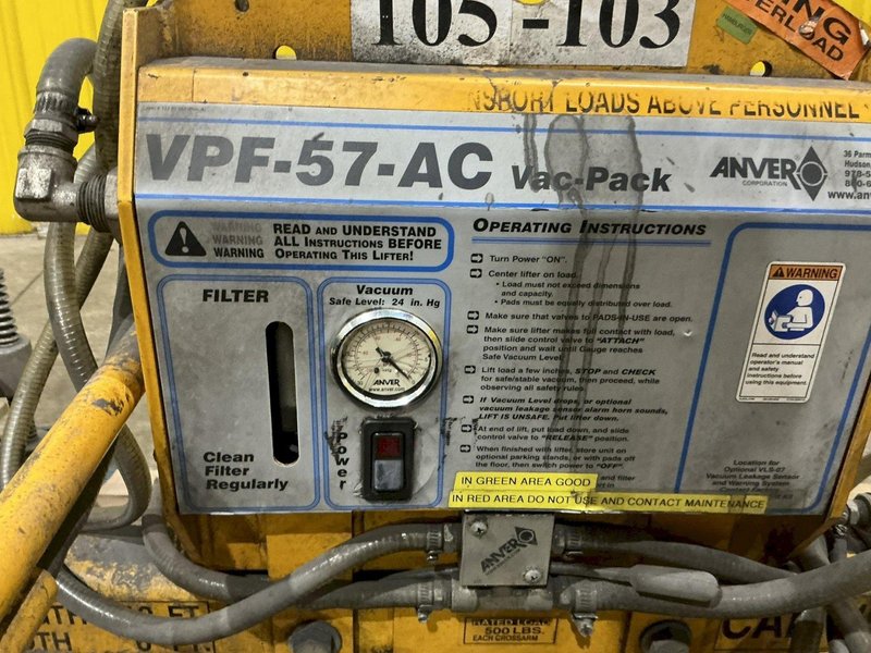 6-HEAD ANVER MODEL #VPF-57-AC VAC PACK VACUUM LIFTER: YOBRO #25750