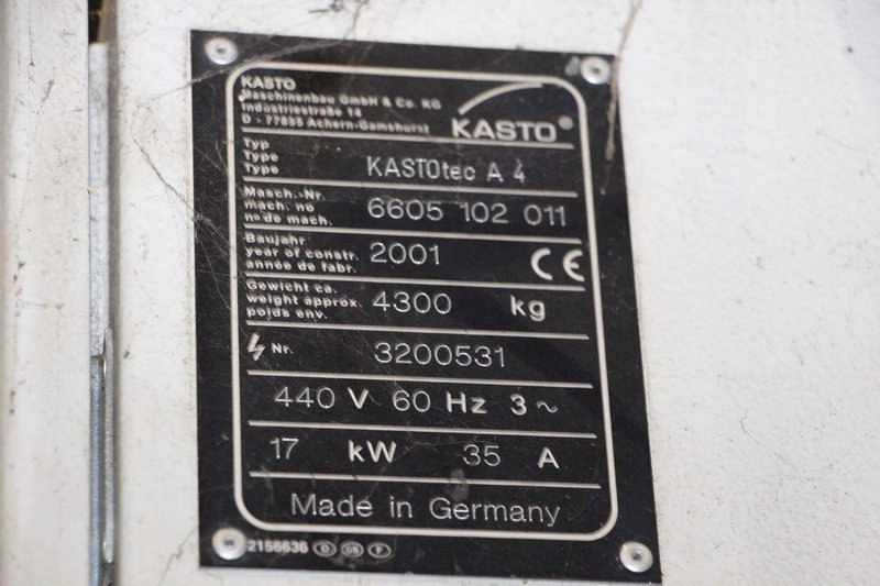 17' X 17' KASTO MODEL KASTOTEC-A4 HORIZONTAL SAW: STOCK #69870