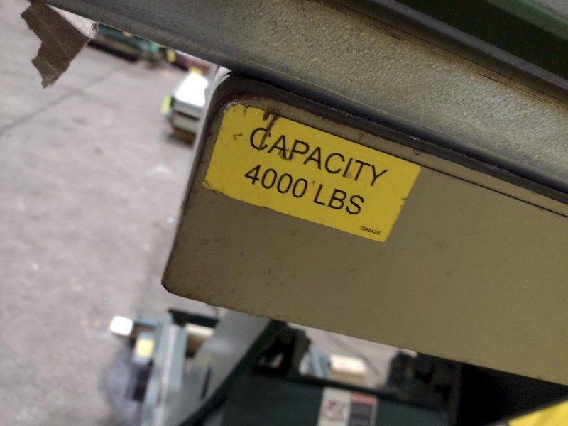 4,000 LBS X 60" X 30" SOUTHWORTH HYDRAULIC SCISSOR LIFT TABLE WITH 60X42 ROLLER CONVEYOR TOP, 110 VOLT: STOCK #20914