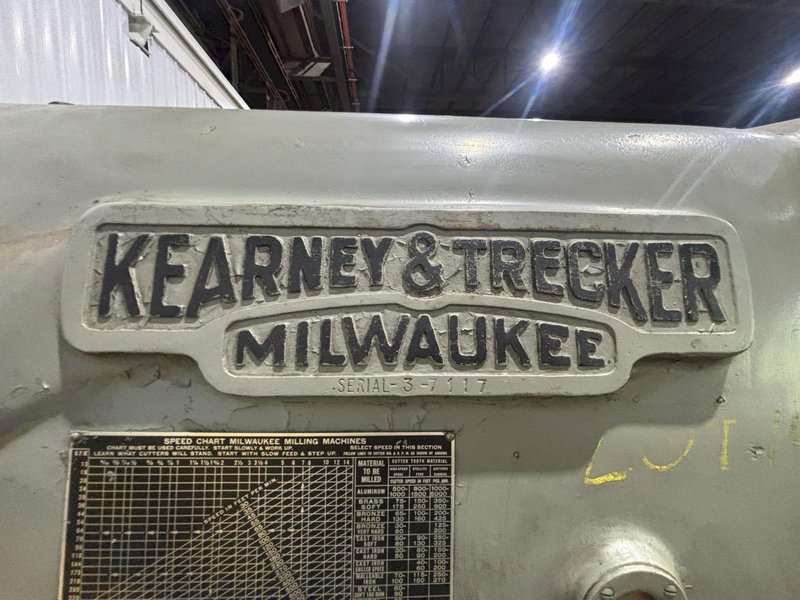 #4CK KEARNEY &amp; TRECKER  MODEL #25HP-4CK K&amp;T HORIZONTAL TABLE TYPE MILL: STOCK #21214
