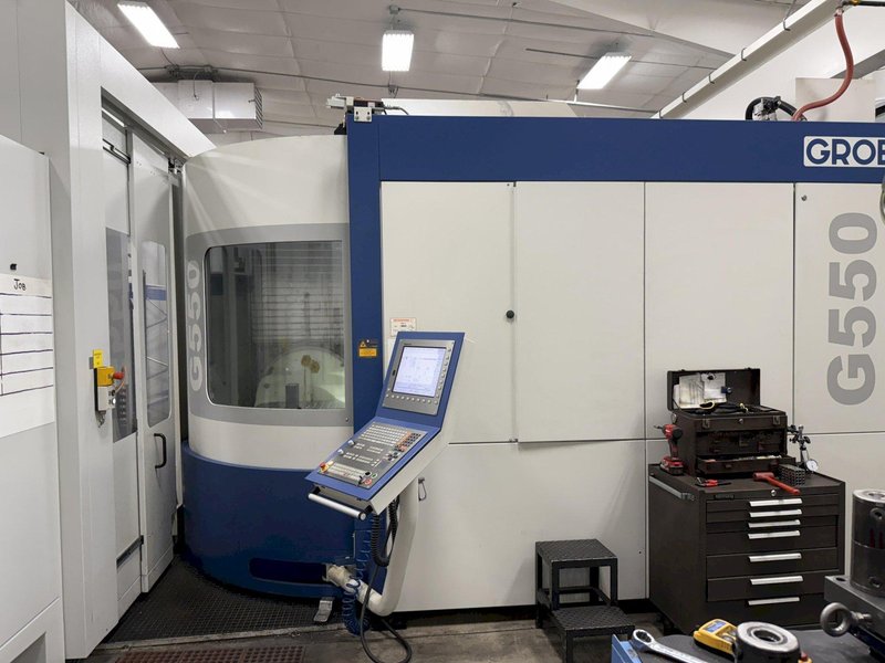 Used 2015 Grob G550 5-Axis CNC Horizontal Machining Center For Sale with 10 Station Pallet Pool