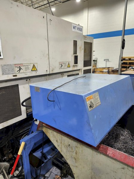 Mazak Multiplex 6200 Twin Spindle Lathe, Mazatrol 640 Ctrl., Mazak Fles GL100F Loader, 12 Pos. x2 Turret, 25HP, New 2000 (Avail. 8-25)