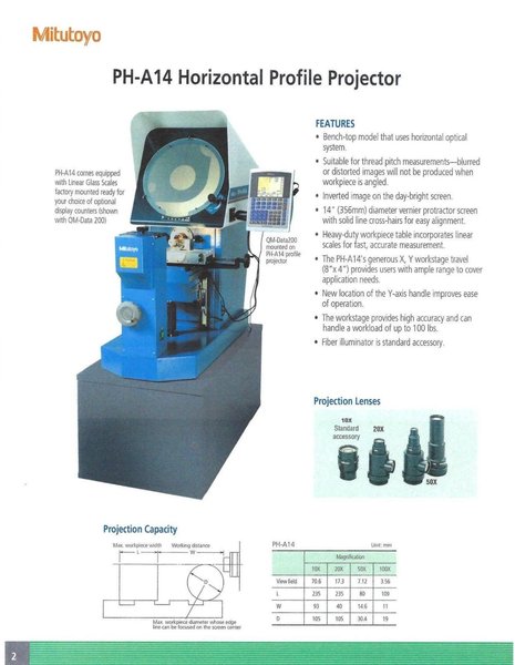 14&quot; MITUTOYO Model PH-14A Bench Top Optical Comparator