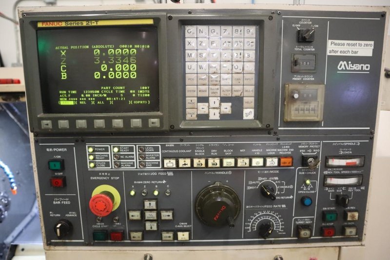 Miyano BND-34S CNC Lathe, C-Axis on Main and Sub-Spindle, 12 Station Turret, Parts Catcher &amp; Conveyor, Chip Conveyor- Auction Item