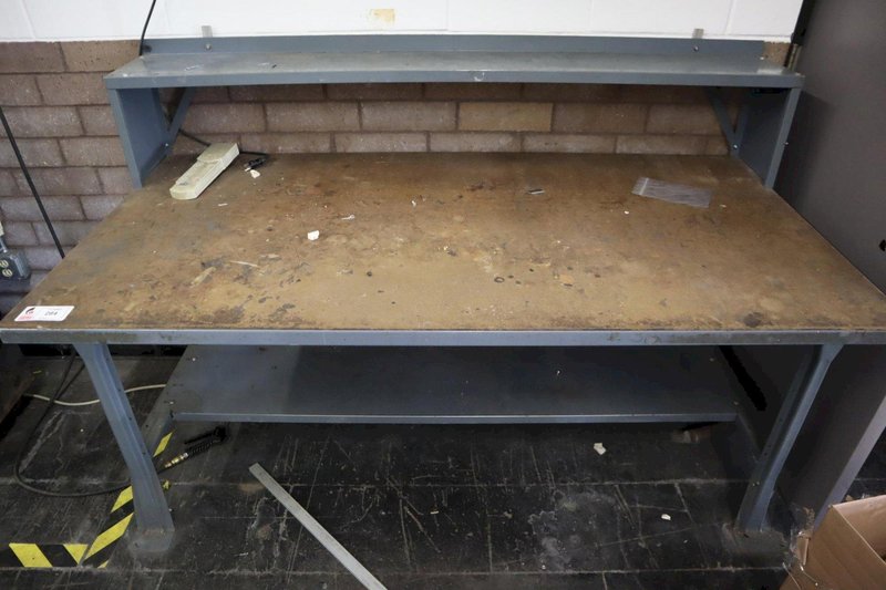 Steel Frame Work Bench with Particle Board Top and Upper and Lower Shelves- Auction Item