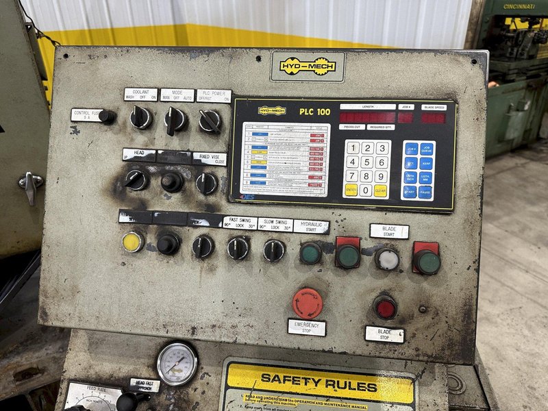 18" X 27" HYDMECH MODEL #S-25A AUTOMATIC HORIZONTAL MITER SAW WITH NESTING &amp; PLC100 CONTROL: STOCK #21001