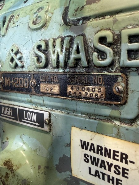 WARNER &amp; SWASEY NO.3 TURRET LATHE WITH TAPER ATTACHMENT. STOCK # 0874326
