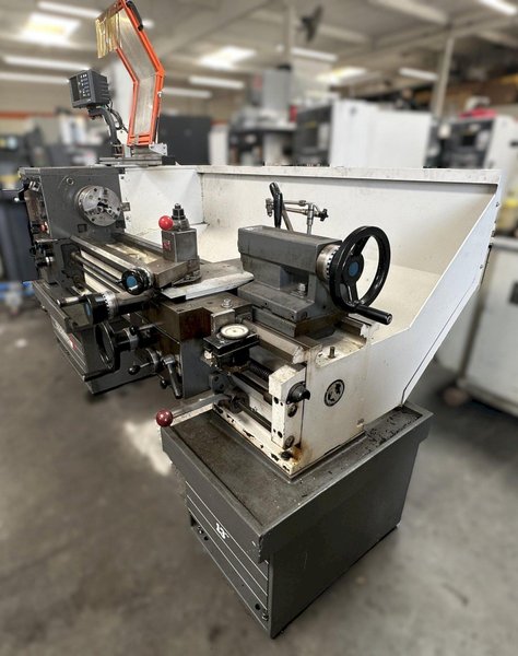 Clausing Colchester 13" Manual Lathe DRO 440 Volt w/ 8" 3 Jaw Chuck, 5C Collet, Guard Top, Dolores Tool Post, Tool Blocks, Trve Dial, and Tooling