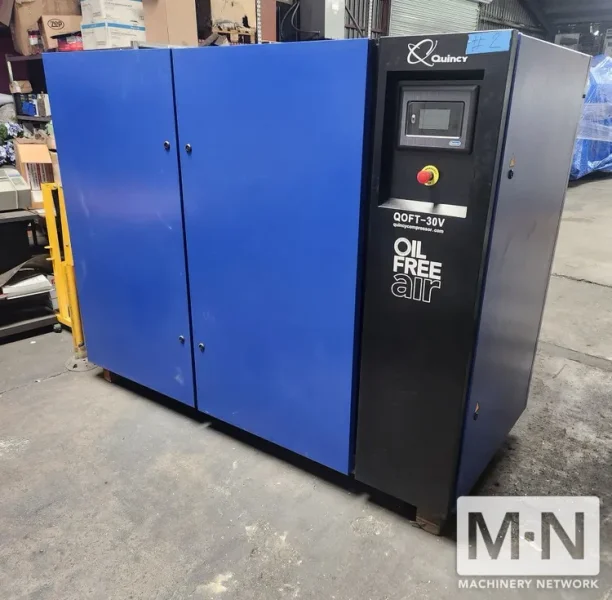 30 HP Quincy QOFT-30V Oil-Free Vari-Speed Rotary Screw Air Compressor Package - New 2021