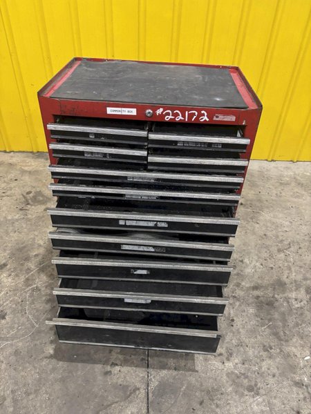 9 DRAWER X 27" X 18" RED TOOL BOX PARTS CABINET: STOCK  #22172