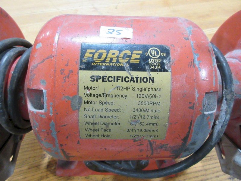 Force International Double End 6&quot; Bench Grinder, 1/2&quot; Diameter Shaft- Auction Item