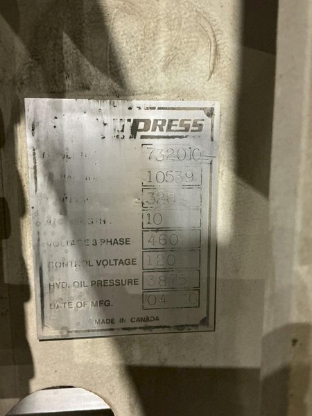 320 TON X 10' ACCURPRESS MODEL #732010 ADVANTAGE HYDRAULIC PRESS BRAKE, W/ ETS 3000 CONTROLS, NEW 2010: YOBRO #24910