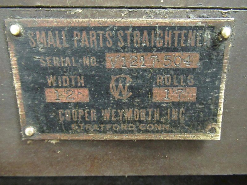 Cooper Weymouth 17-Roll Coil / Stock Straightener, 12&quot; Width Capacity