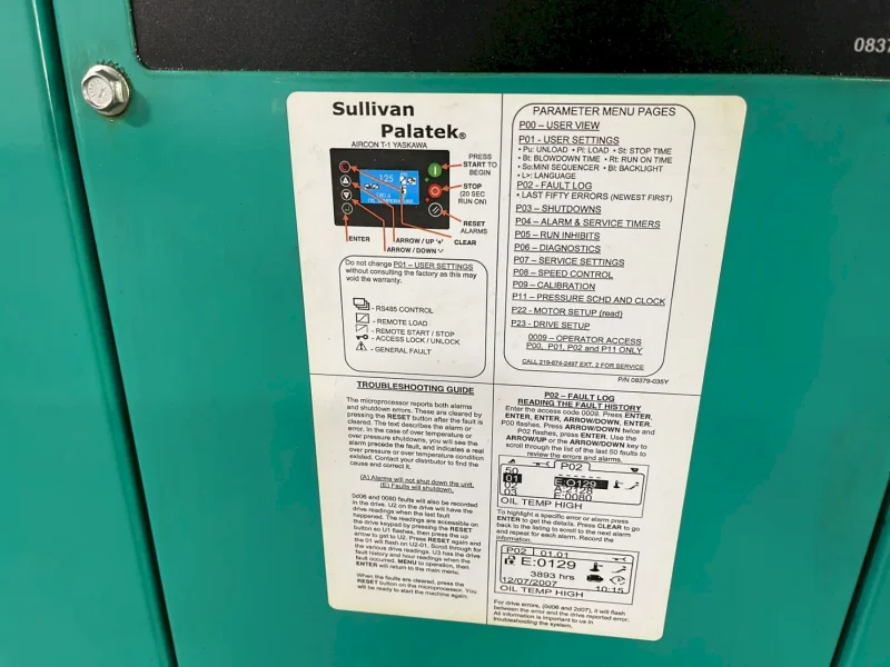 SULLIVAN PALATEK 125 HP AIR COMPRESSOR   -  100UDVFD /07711-021