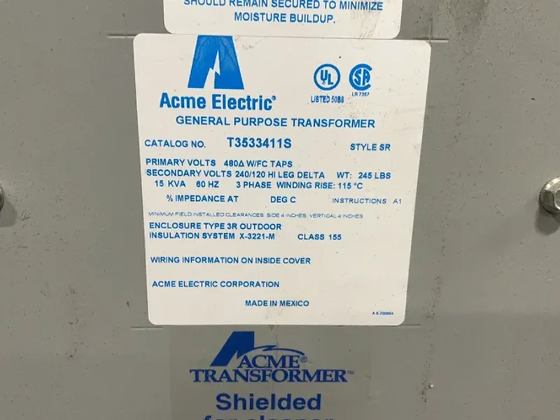 Acme Electric  15 Kva General Purpose Transformer  - T3533411s