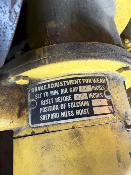 3 TON SHEPARD NILES UNDER HUNG HOIST. STOCK #0316822