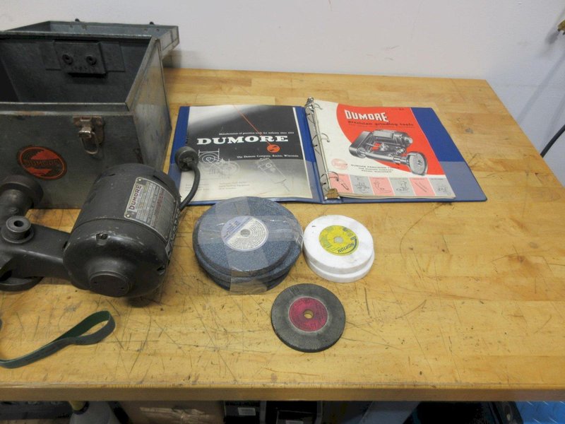 Dumore Tool Post Grinder Series 44, In Metal Case with Grinding Wheels and Accessories- Auction Item