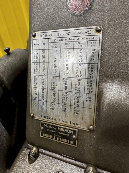 MICRON MODEL #79 GEAR HOBBER W/ AIR TAIL STOCK: STOCK #22042