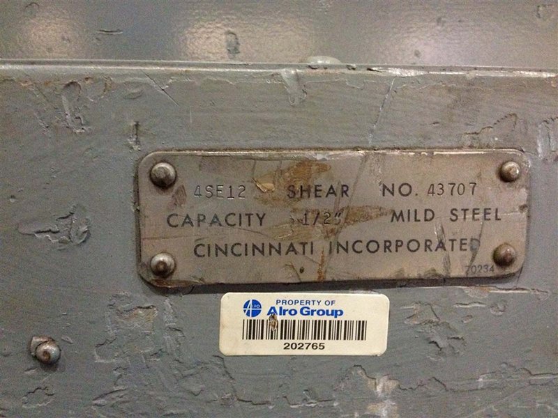 Cincinnati 12&#039; x 1/2&quot; Hydraulic Power Squaring Shear