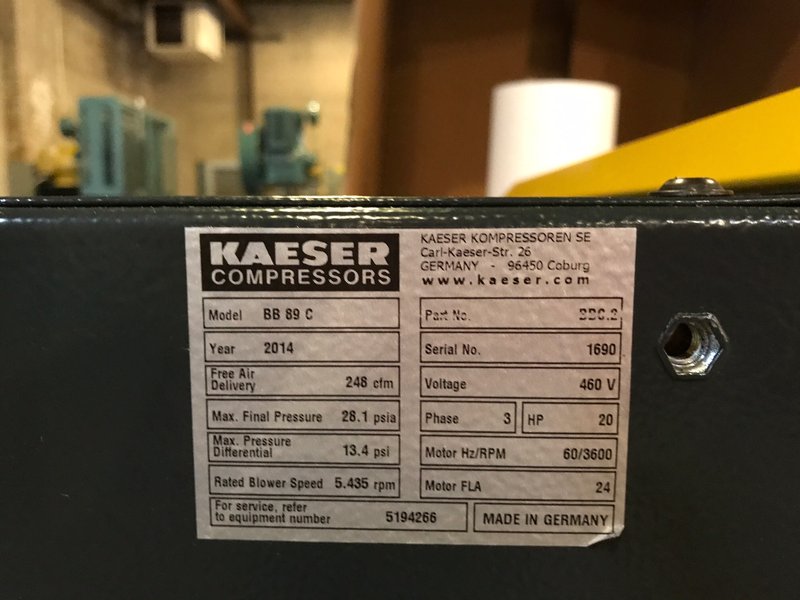 New 20 Hp Kaeser BB89C Blower unit, never been used