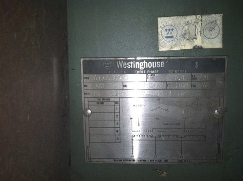 Westinghouse 300 kVA Three Phase Transformer