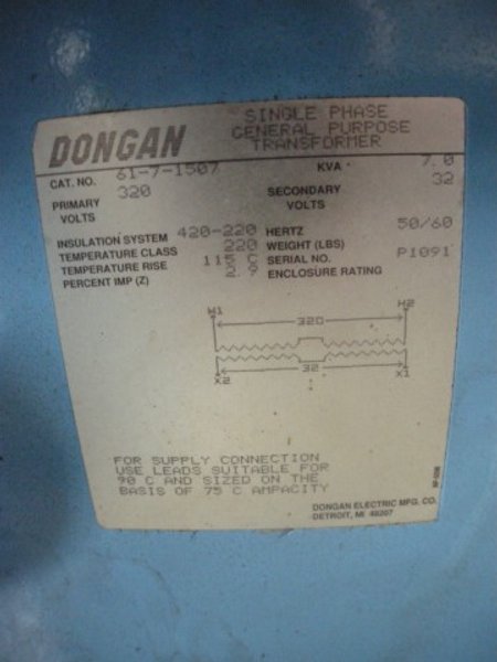Dongan 7 kVA Single Phase Transformer