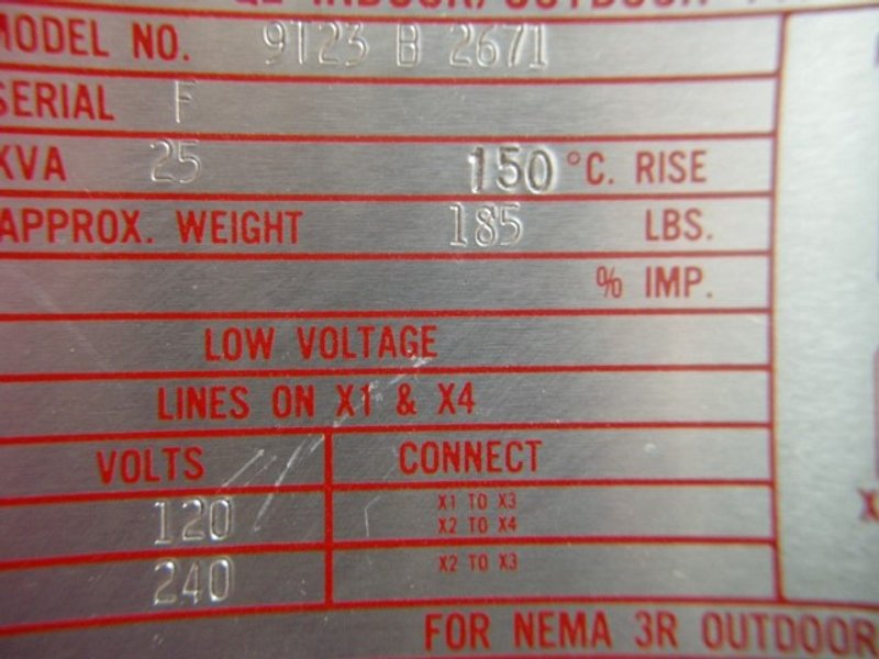 General Electric 25 kVA Single Phase Transformer