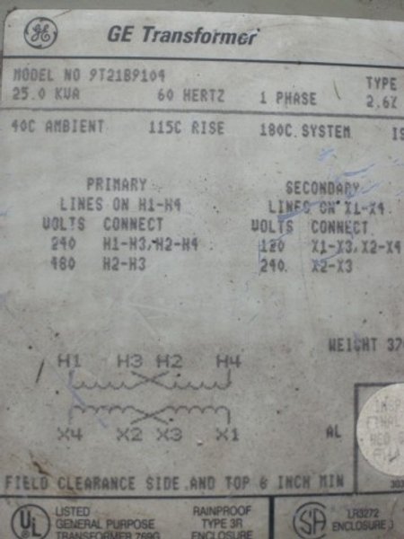 General Electric 25 kVA Single Phase Transformer