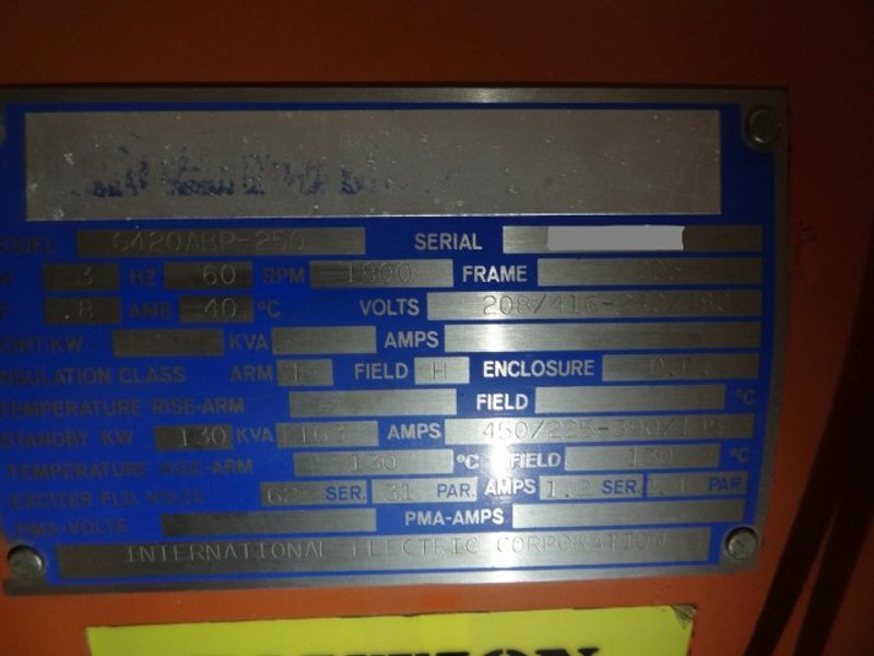 130 KW Generac  Generator Model SD13017872