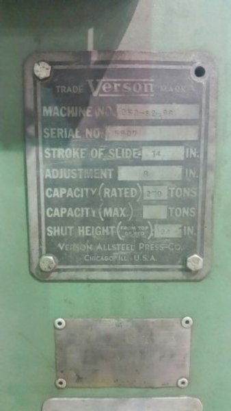 250-Ton Verson SSDC 96" x 45" Press