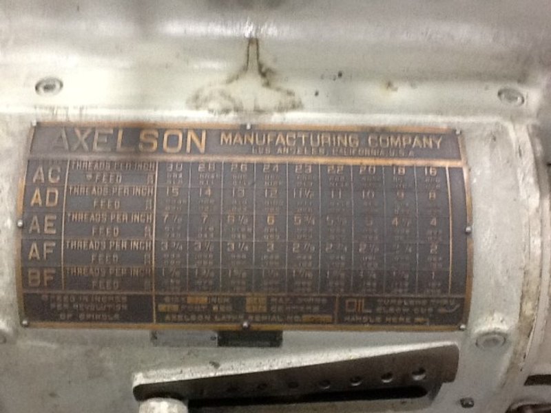 32" x 432" AXELSON LATHE. STOCK #1425115