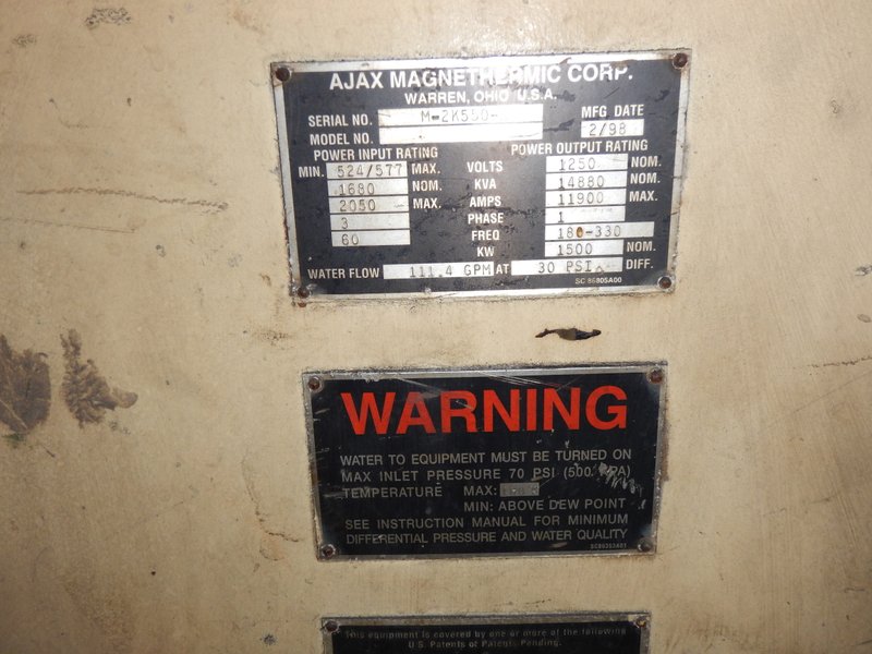 1500 Kw - Ajax Pacer Coreless Furnace