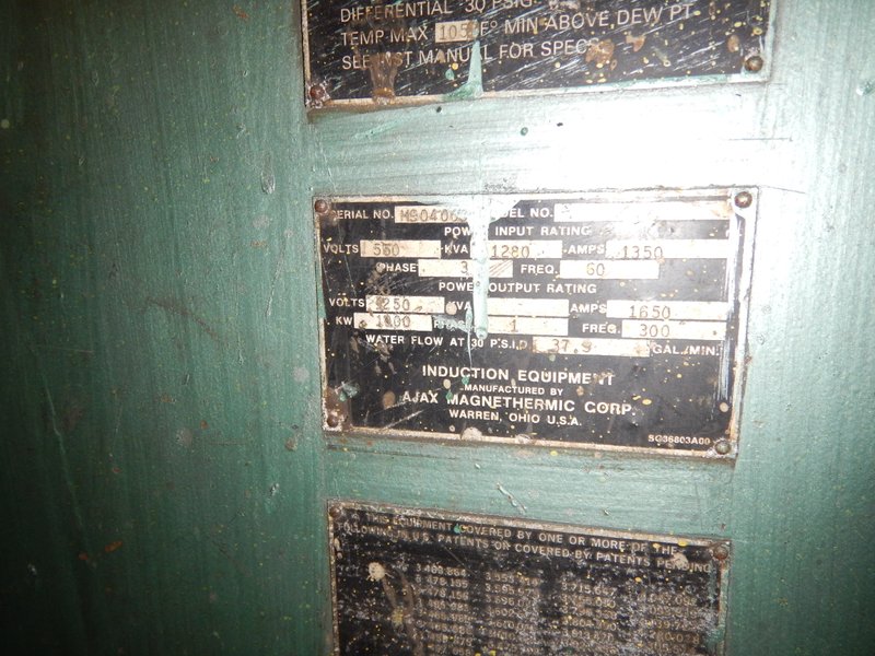 1986 Ajax Powerflew 1000 KW Coreless Furnance