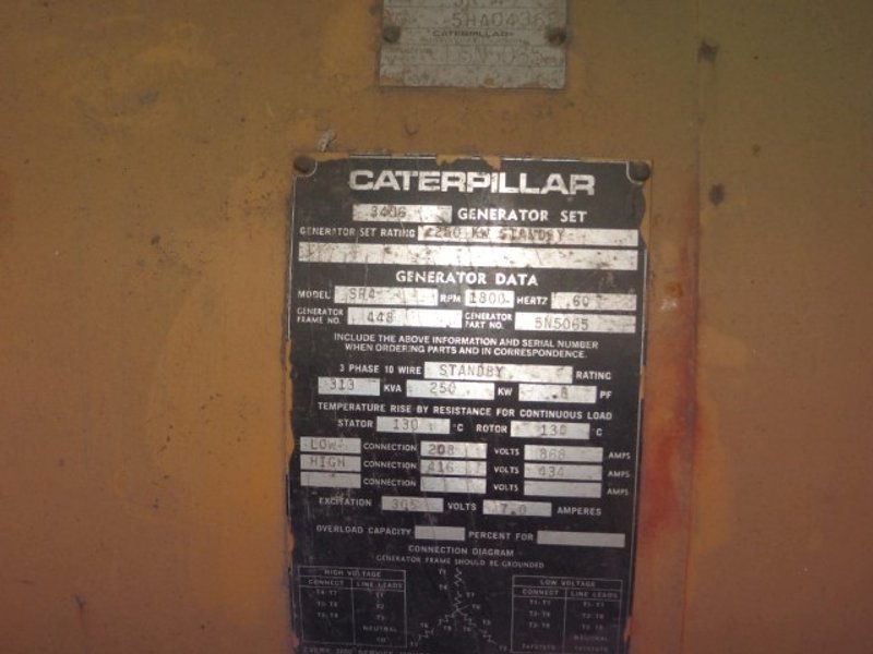 250 Kw Caterpillar Model SR4 Generator