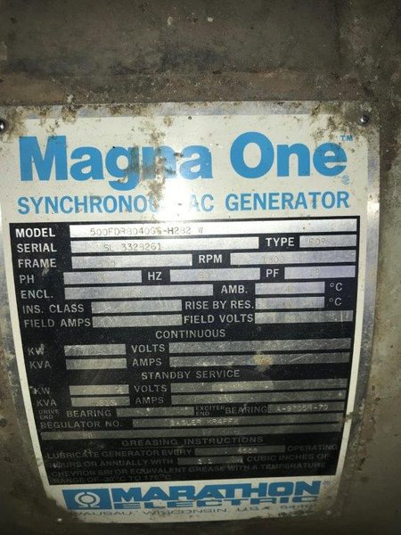 313 KvA Marathon Diesel Generator