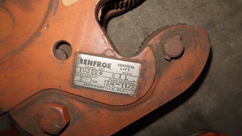 2-Ton Renfroe, Model: TL Plate Lifting Clamp